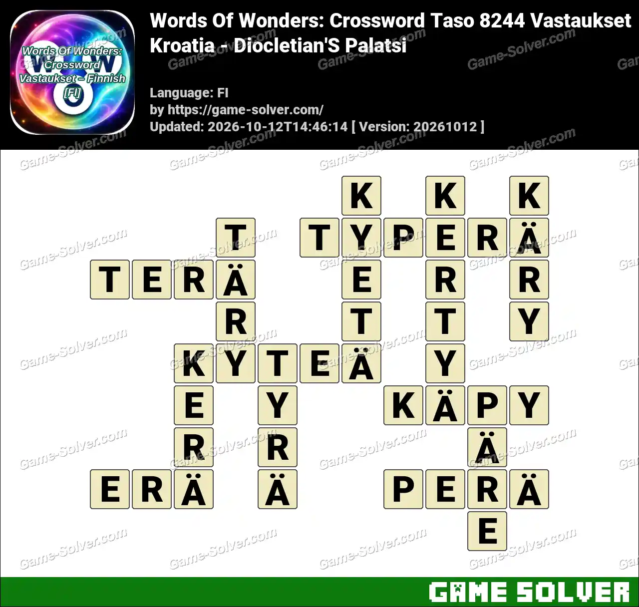 Words Of Wonders: Crossword Taso 8244 Vastaukset – Kroatia – Diocletian’S Palatsi